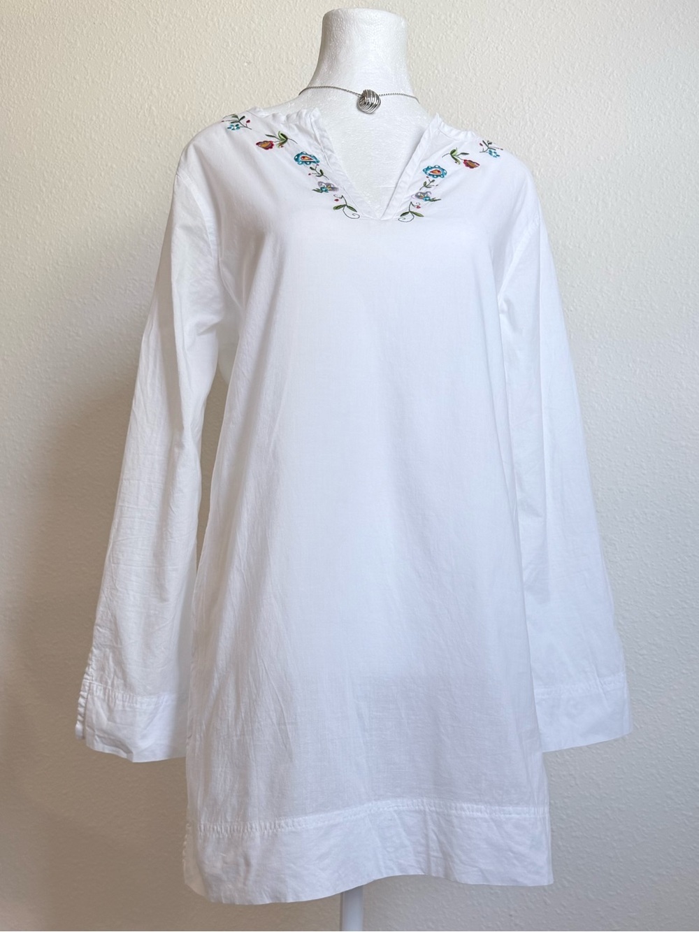 Vintage Swell Cynthia Rowley Floral Embroidered Shift Dress Tunic Boho Retro 70s